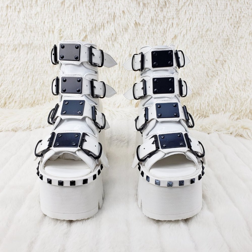 White Ashes Goth Punk Platform Sandal Shoes - Picture 11 of 14